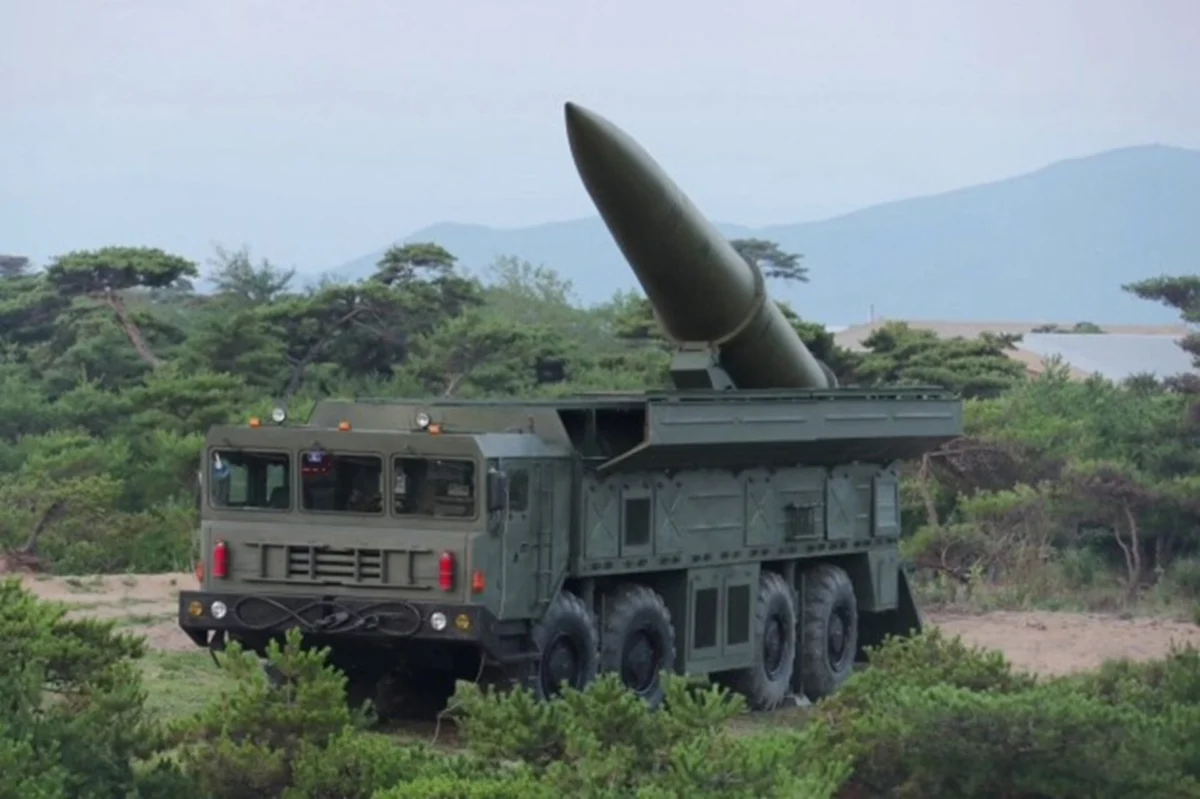 A North Korean KN 23 short range ballistic missile on its transporter erector launcher A North Korean KN 23 short range ballistic missile on its transporter erector launcher