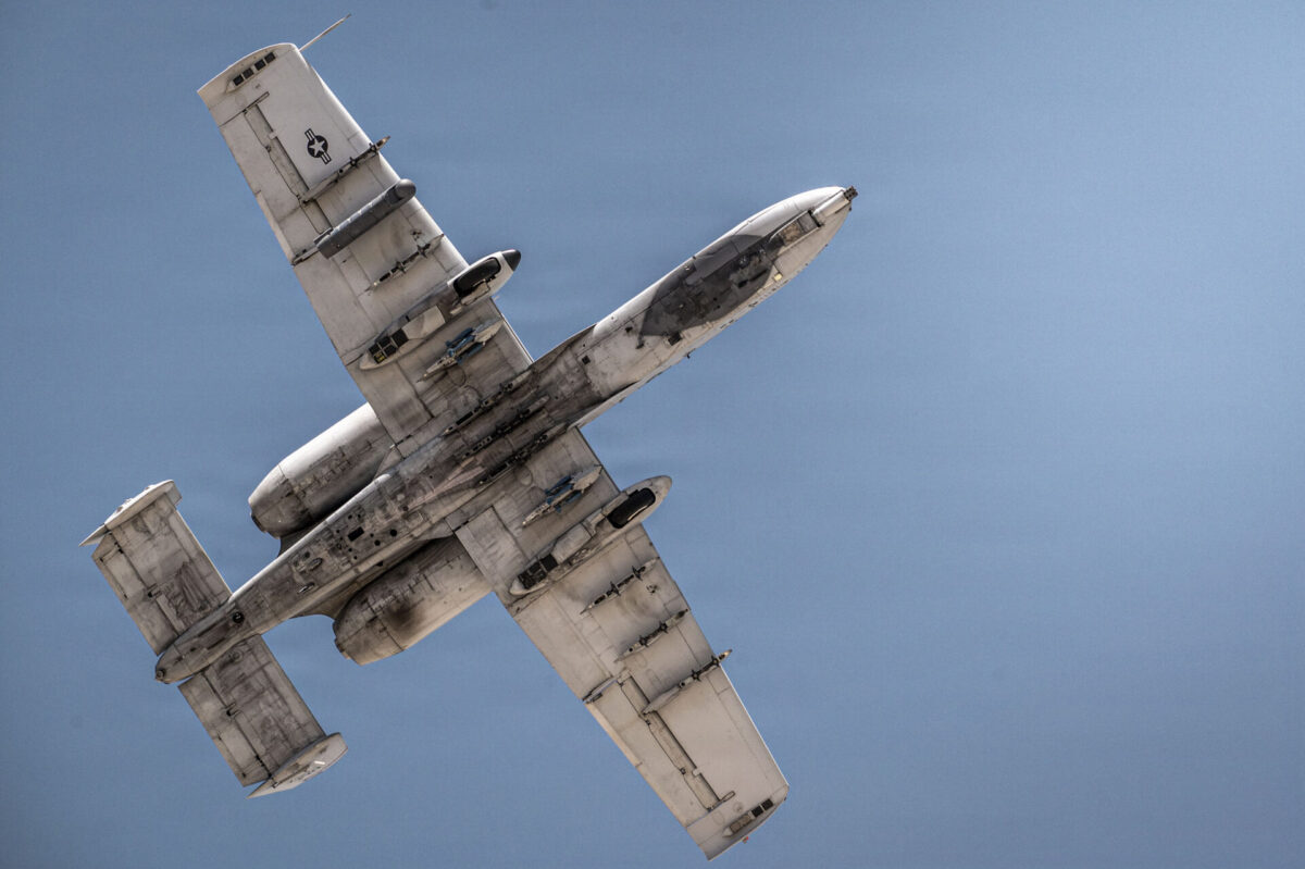 A US Air Force A 10C Thunderbolt II flies over Davis Monthan Air Force Base during the types final flight from the Arizona installation A US Air Force A 10C Thunderbolt II flies over Davis Monthan Air Force Base during the types final flight from the Arizona installation