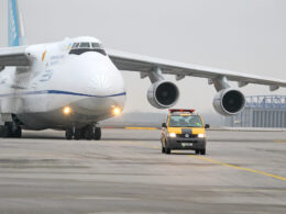 An Antonov An 124 taxis at LeipzigHalle Airport