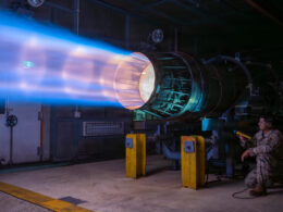An F 15E Strike Eagle engine the F100 PW 220 goes through a routine afterburner test