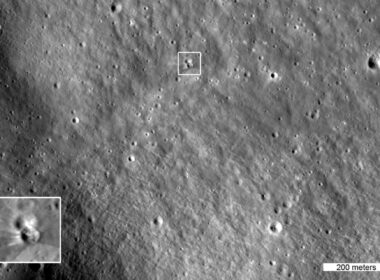 NASA’s Lunar Reconnaissance Orbiter imaged the crater left by a SpaceX Falcon 9 upper stage six days after it struck the Moon on August 5, 2026.