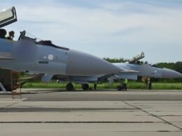 New Su 35S fighters at Komsomolsk on Amur before delivery to the Russian Aerospace Forces in August 2026