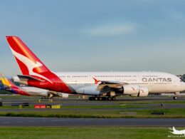 Qantas Airbus A380 842 VH OQK arrives at Sydney Airport in June 2022