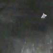 A Russian Geran 4 jet powered attack drone seen from a Ukrainian interceptor shortly before its video feed cut out