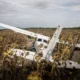 The stolen Cessna 172 lies damaged in a sunflower field near Gerjen following its forced landing
