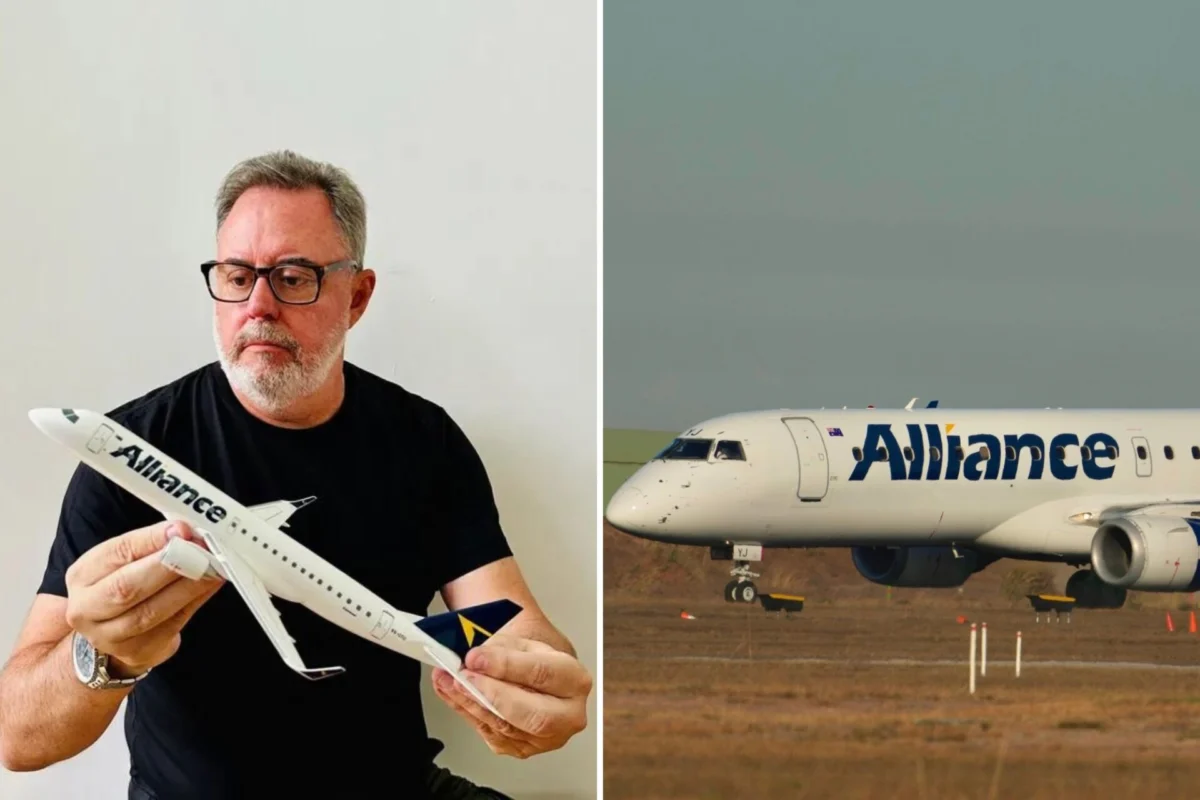 Ex flyadeal CEO Greenway named new Alliance Airlines CEO Middle aged man with glasses holding a white model airplane indoors