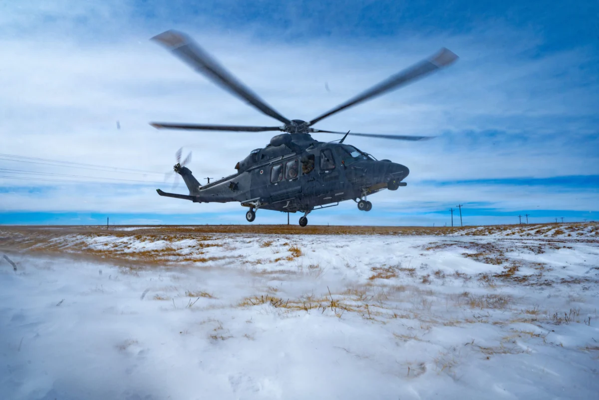 A 582nd Helicopter Group MH 139A Grey Wolf takes off near Pine Bluffs Wyoming A 582nd Helicopter Group MH 139A Grey Wolf takes off near Pine Bluffs Wyoming