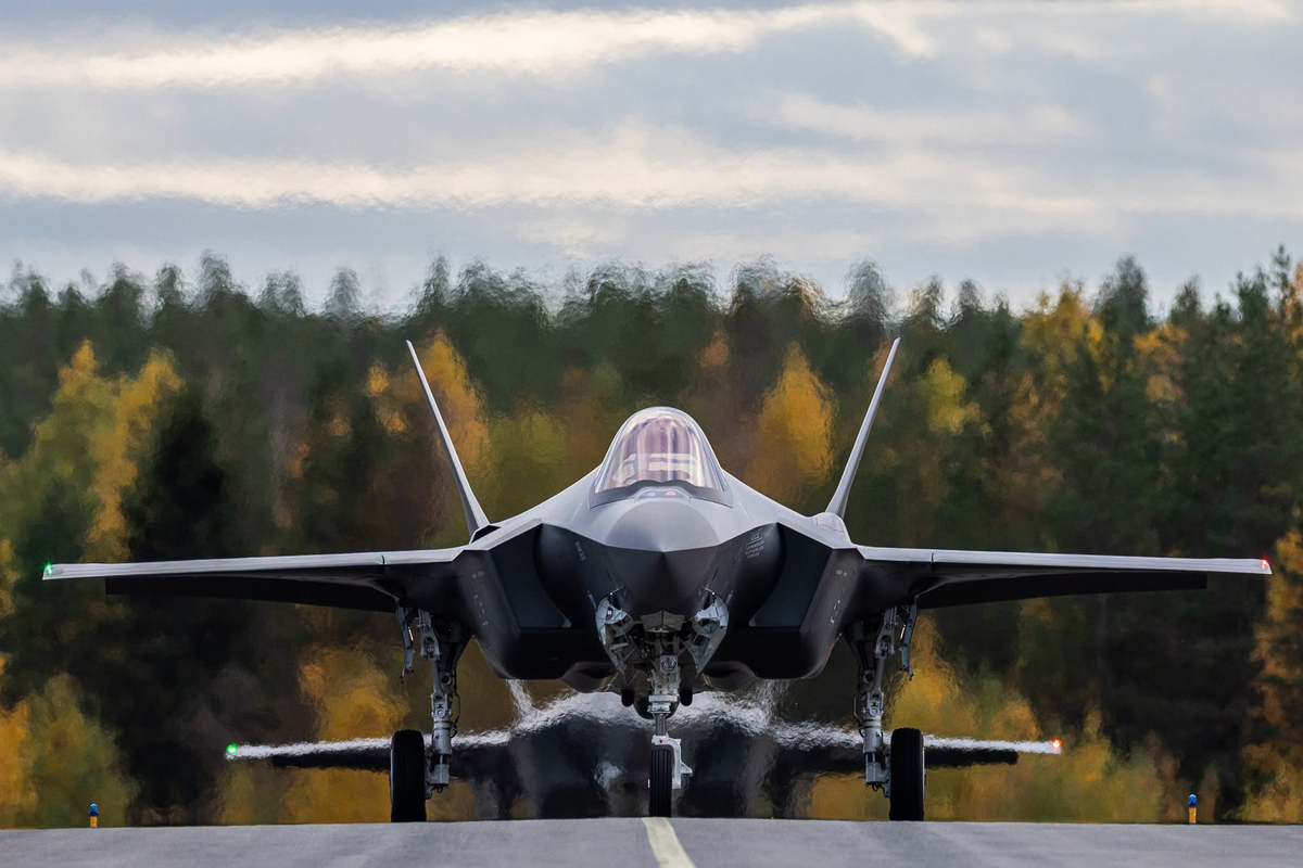 A Finnish Air Force F 35A Lightning II at Rovaniemi Airport following the types first delivery flight to Finland on September 18 2026