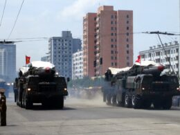 A North Korean ballistic missile displayed during the Victory Day military parade in Pyongyang