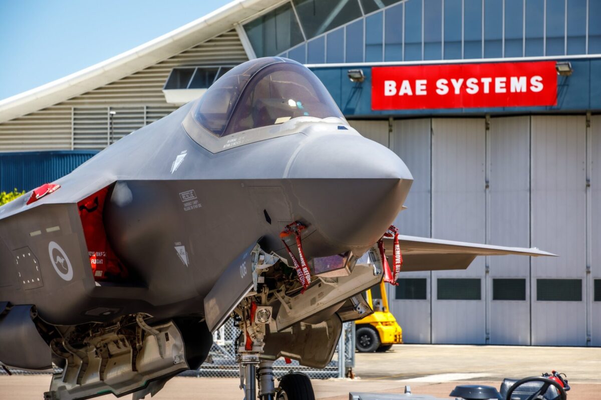 A Royal Australian Air Force F 35A Lightning II outside BAE Systems Australias maintenance facility at Williamtown A Royal Australian Air Force F 35A Lightning II outside BAE Systems Australia's maintenance facility at Williamtown