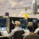 Air traffic controllers at NATS London Terminal Control center