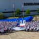 Bombardier employees celebrate the completion of the 100th Global 7500 wing at the companys Red Oak Texas facility in 2021
