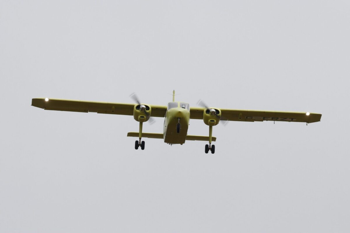 Britten Norman Islander maiden test flight UK Britten Norman Islander maiden test flight UK