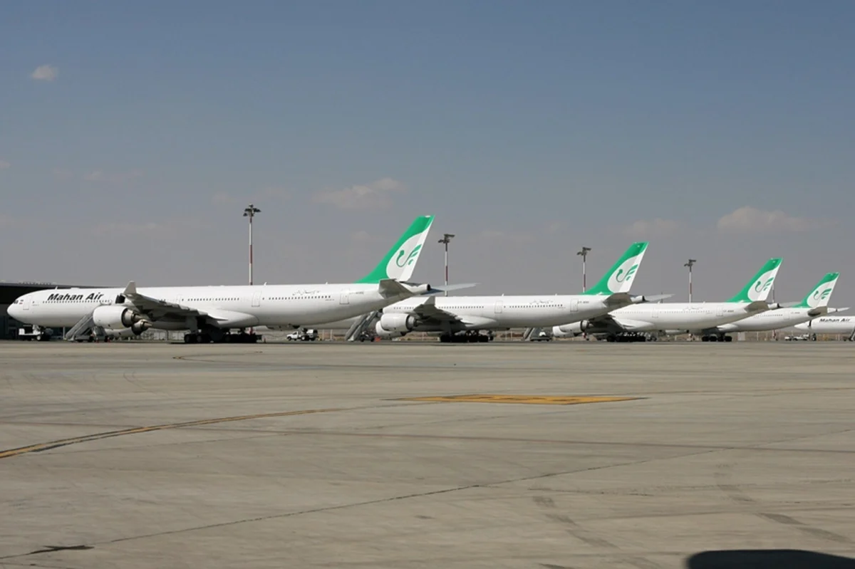 Line up of Mahan Air Airbus A340s Line up of Mahan Air Airbus A340s