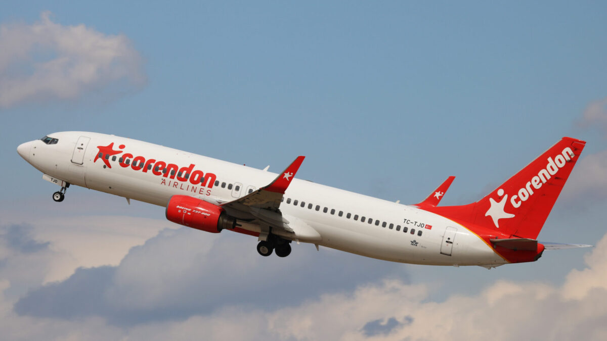 A Corendon Airlines Boeing 737 800 takes off