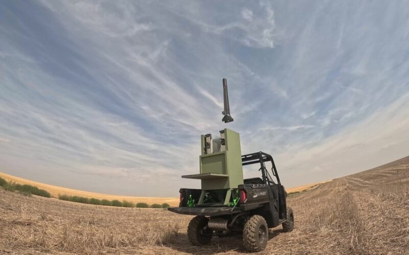 A Cummings Aerospace Hellhound S3 jet powered drone launches from a vehicle mounted multipack launcher A Cummings Aerospace Hellhound S3 jet powered drone launches from a vehicle mounted multipack launcher