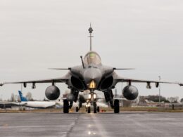 A Rafale taxiing during Exercise TOPAZE at Bordeaux Mérignac