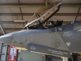 A Royal Australian Air Force F 35A Lightning II taxis at RAAF Base Tindal