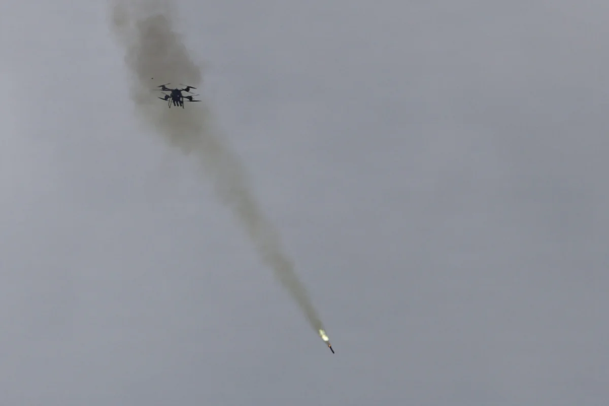 A TRV 150 fires a 70 millimeter APKWS rocket during live fire testing at Fort Rucker Alabama