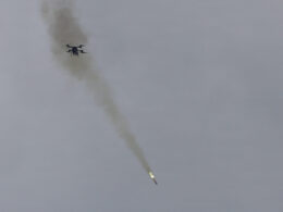 A TRV 150 fires a 70 millimeter APKWS rocket during live fire testing at Fort Rucker Alabama