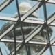 Air traffic control tower photographed from the inside of the Jewel at Terminal 1 in Changi International Airport