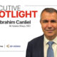 Portrait of Ibrahim Canliei CEO of Air Astana Group in a business portrait with Executive Spotlight headline and AeroTime | Air Astana logos in the frame