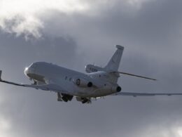 Frances first Dassault Falcon 8X Archange signals intelligence aircraft in flight