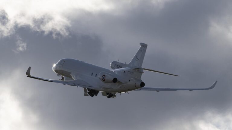 Frances first Dassault Falcon 8X Archange signals intelligence aircraft in flight