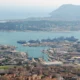 French Navy warships docked at Toulon naval base on Frances Mediterranean coast