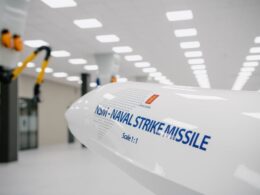 Full scale model of Kongsbergs Naval Strike Missile NSM at the companys manufacturing facility