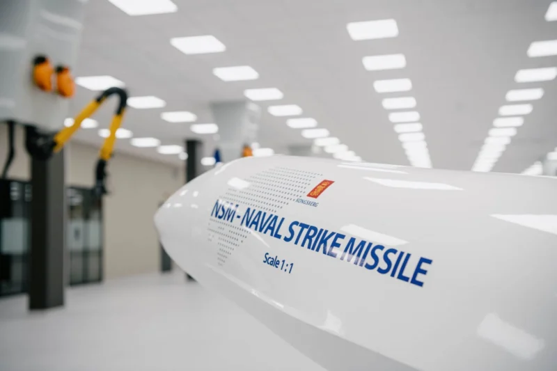 Full scale model of Kongsbergs Naval Strike Missile NSM at the companys manufacturing facility