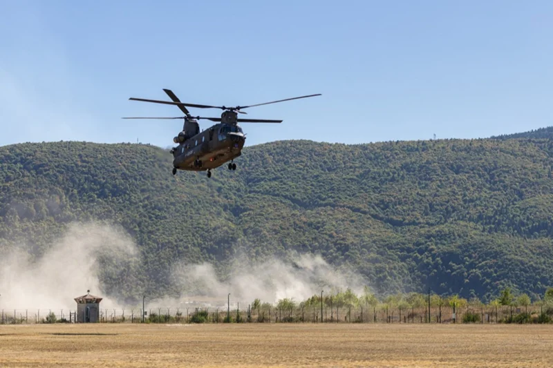 Italian Army CH 47 Chinook during an EUFOR Althea training exercise in Bosnia and Herzegovina