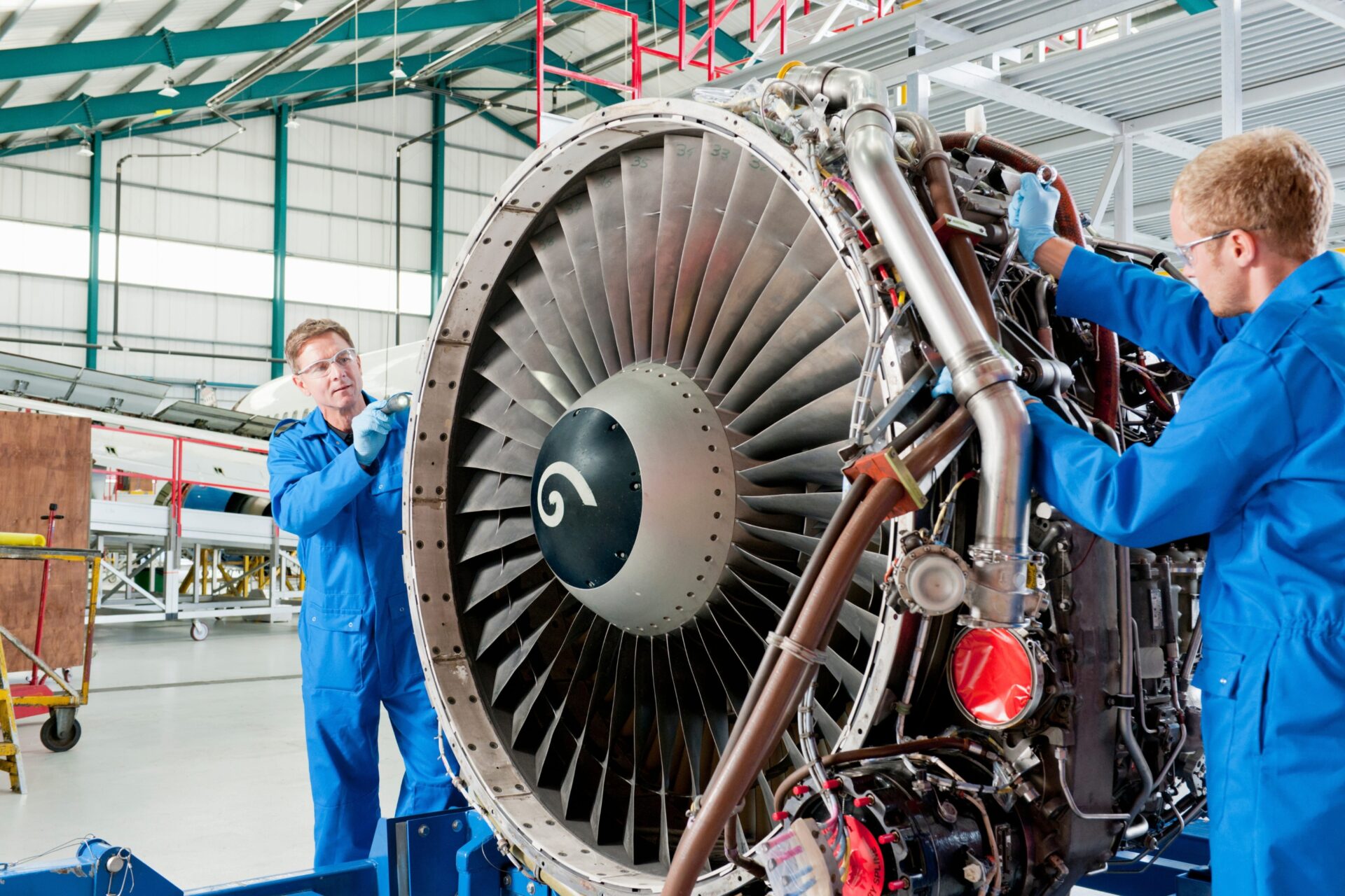MRO Engineers checking Aircraft Engine
