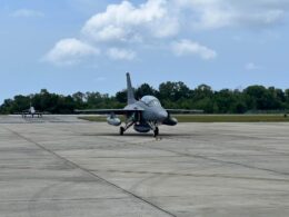 The Royal Malaysian Air Forces first FA 50M light combat aircraft M58 01 arrives at Labuan Air Base on October 30 2026