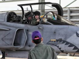 Queen Suthida of Thailand aboard a Royal Thai Air Force JAS 39C Gripen at Wing 7 in Surat Thani