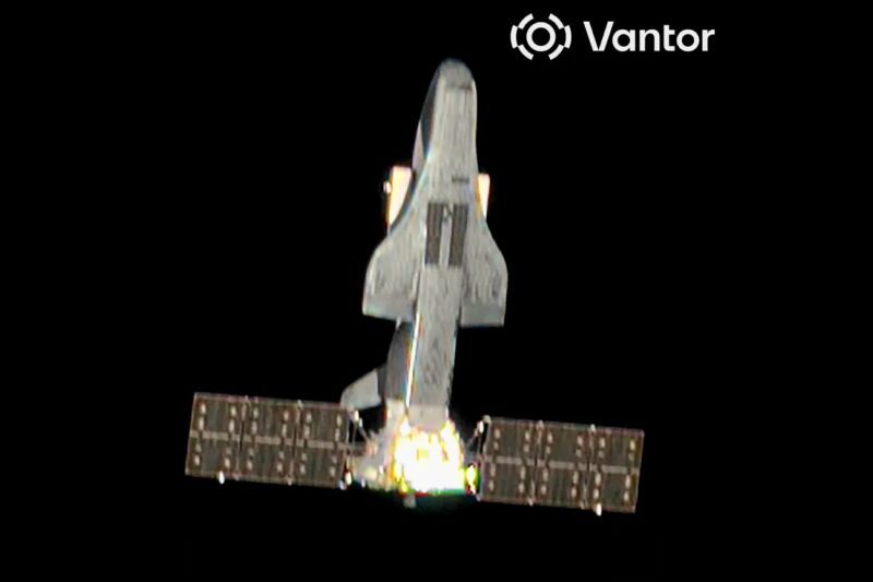 Recently Saved 1 of 1 11 Space shuttle in ascent with bright exhaust flames against the black of space viewed from behindWings and tail clearly visible