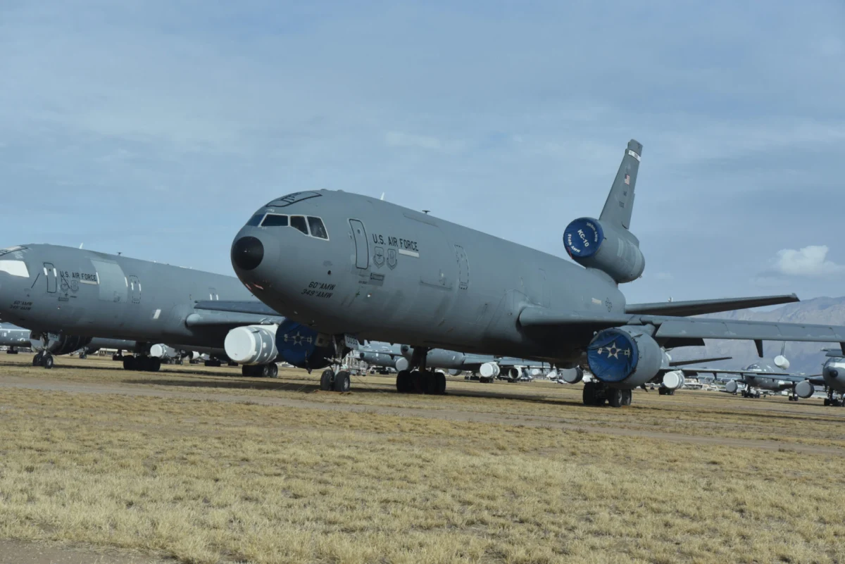 Retired US Air Force KC 10 Extender tankers in storage at the 309th Aerospace Maintenance and Regeneration Group Retired US Air Force KC 10 Extender tankers in storage at the 309th Aerospace Maintenance and Regeneration Group