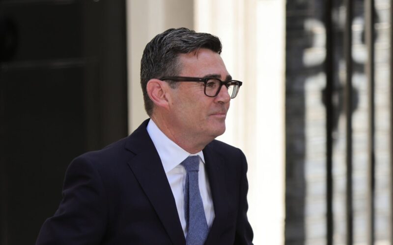 Burnham says UK is open to Germany joining GCAP fighter plan Man in a dark suit and blue tie wearing glasses standing outside near a light colored wall