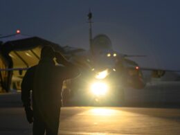 A French Rafale fighter jet taking off from Siauliai air base in Lithuania