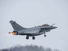 A Rafale fighter taking off from Siauliai Lithuania