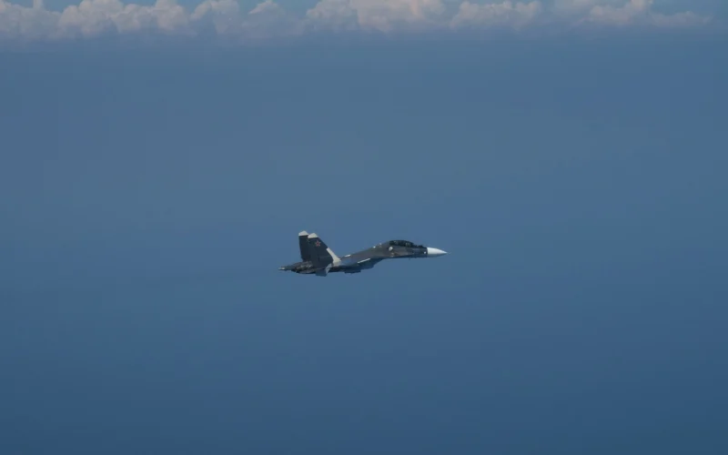 A Russian Su-30 Flanker intercepted by the Swedish Air Force