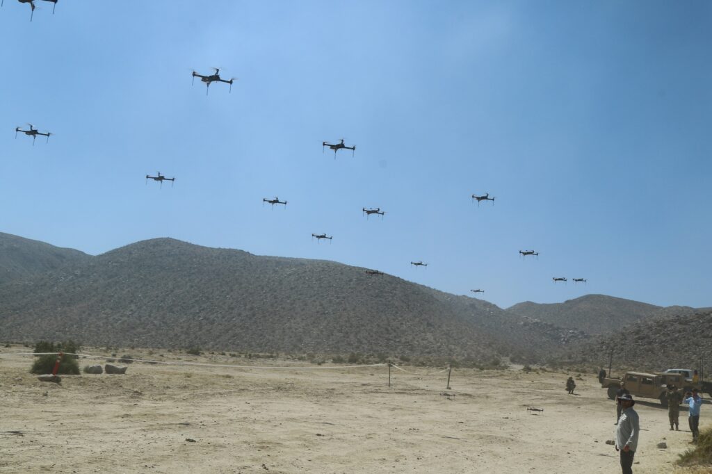 A US Army drone swarm experiment A U.S. Army drone swarm experiment