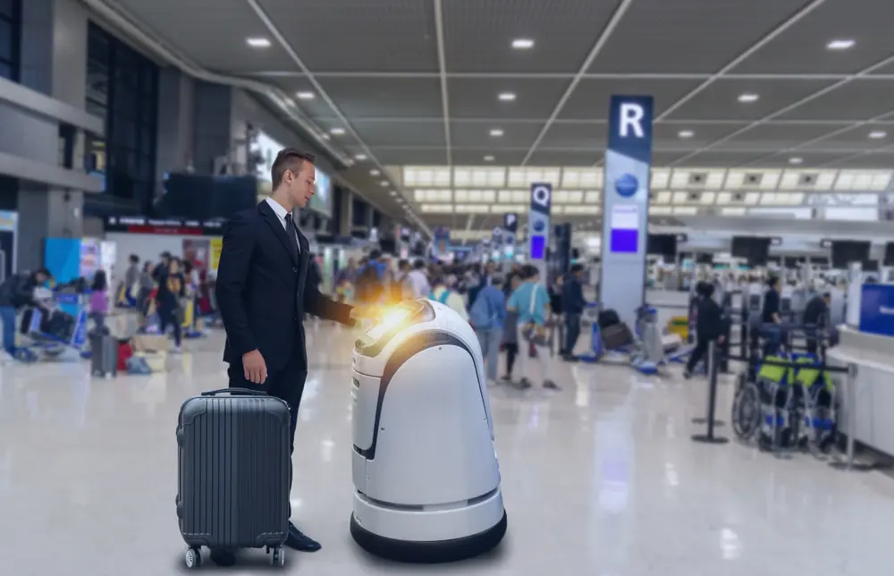 SmartRoboticTechnologyConceptThePassengerFollowAServiceRobot Smart,Robotic,Technology,Concept,,The,Passenger,Follow,A,Service,Robot