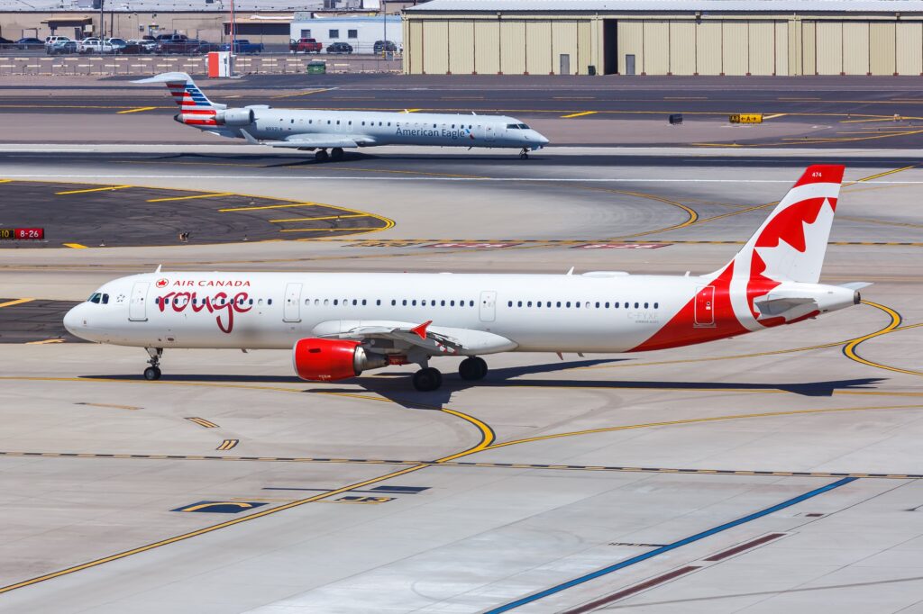 Air Canada Rouge Airbus A321 at Pheonix Sky Harbor International Airport PHX NTSB noted that an American Airlines Boeing 737 and Air Canada Rouge Airbus A321 came 06 miles away from crashing