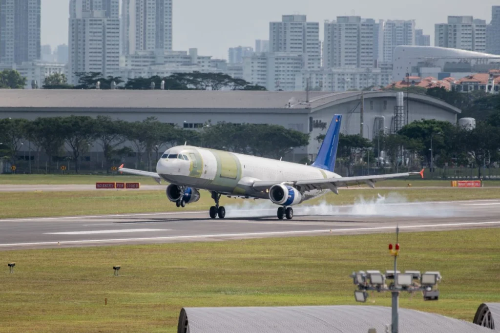 Airbus A321 P2F landing following its first flight BBN Airlines became Turkeys First Airbus A321 P2F operator