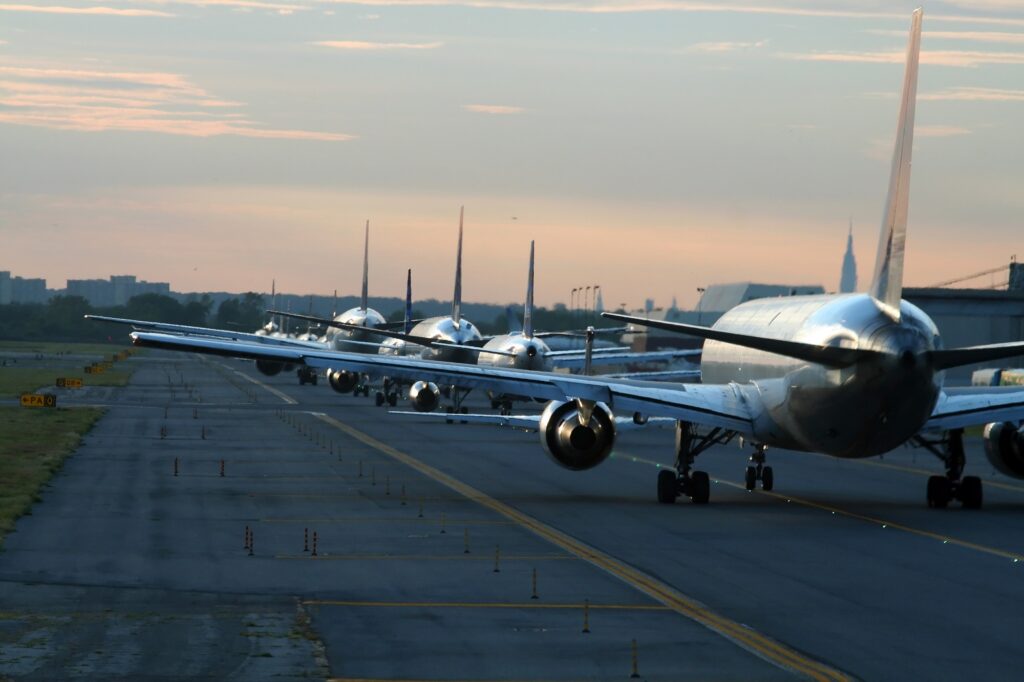 Aircraft lining up to takeoff at John F Kennedy International Airport JFK Following a string of near miss incidents in the US the FAA urges industry stakeholders to take action to ensure aviations safety