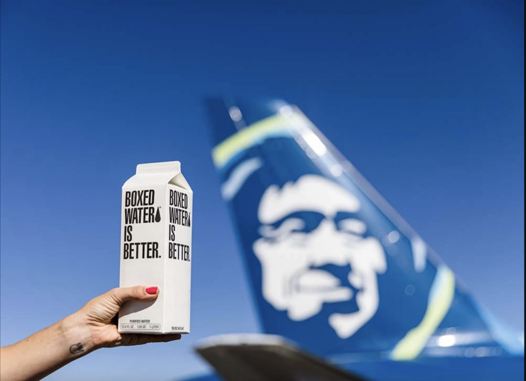 Alaska Airlines boxed water