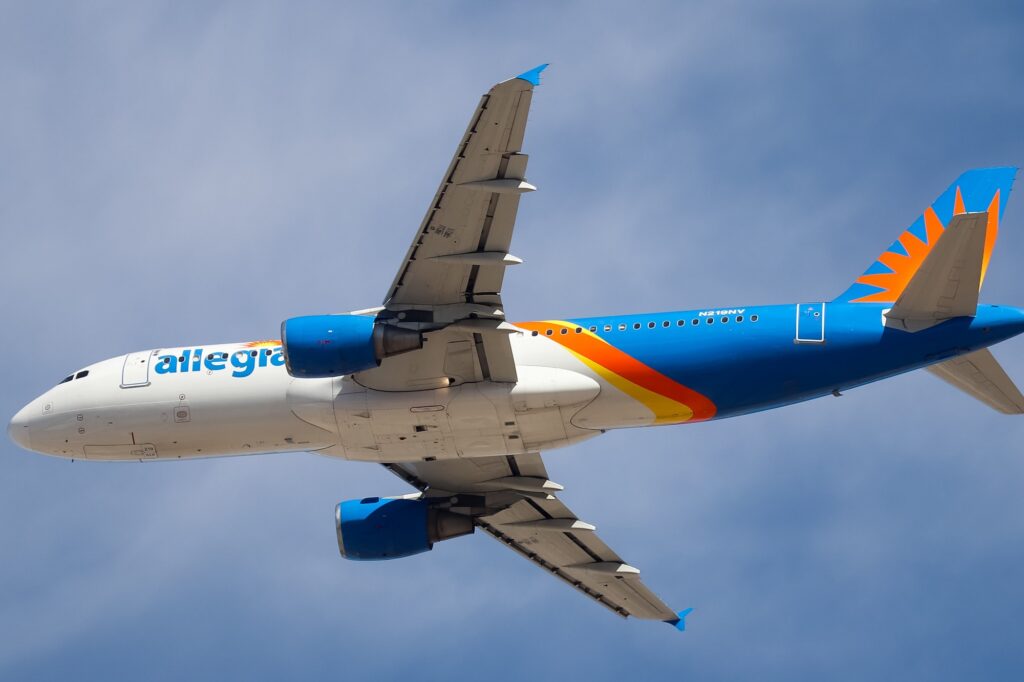 Allegiant Airlines Airbus A320 landing at Las Vegas Harry Reid International Airport LAS
