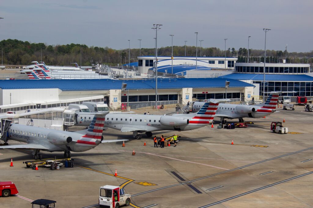 American Eagle American Airlines Embraer E145s at CharlotteDouglas International Airport CLT Is the reduction of mandatory flight hours the silver bullet to solve the pilot shortage