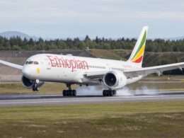 An Ethiopian Airlines Boeing 787-9 Dreamliner aircraft